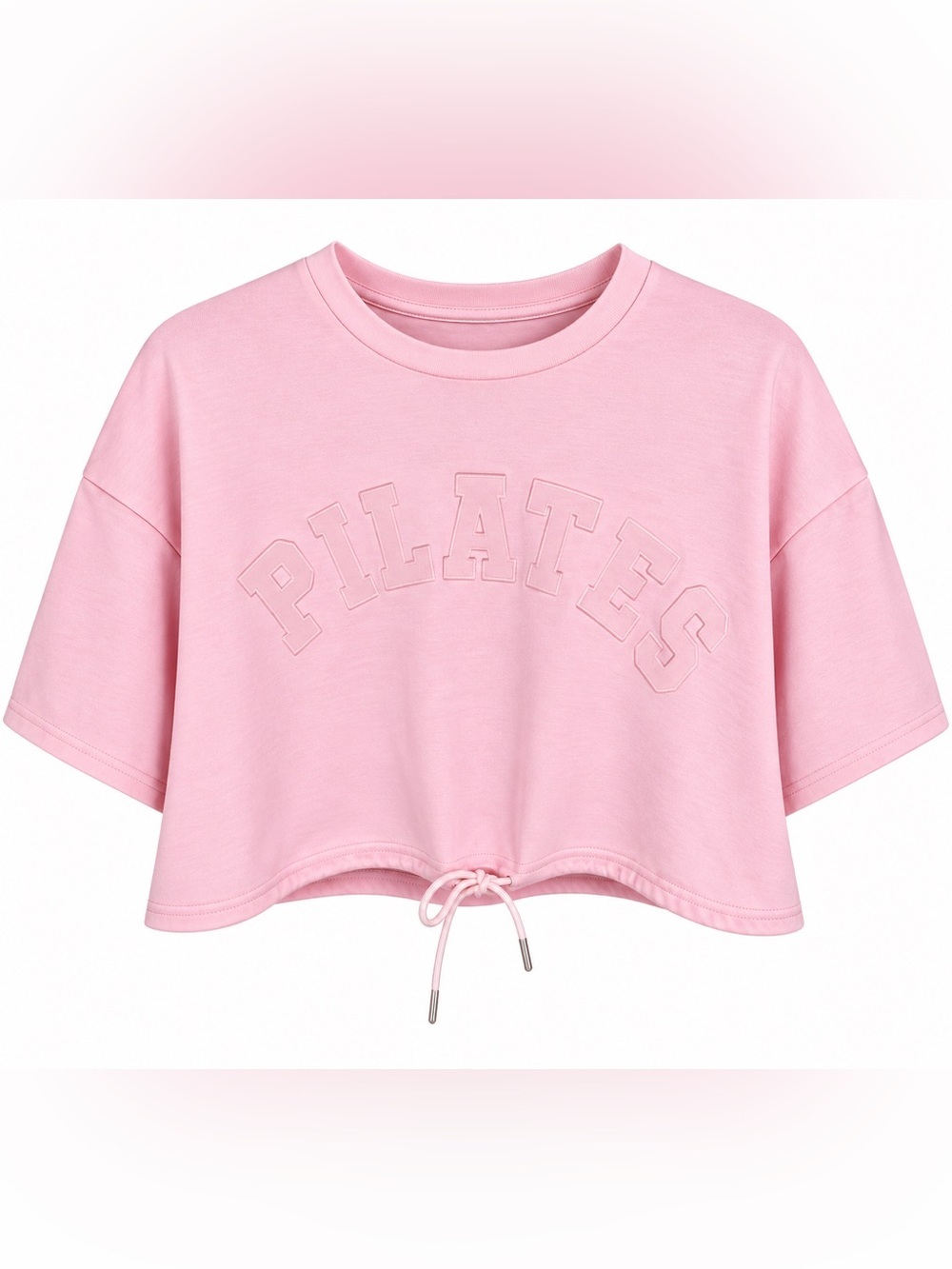 Missguided Pink Pilates Cropped Drawstring T-Shirt Size M